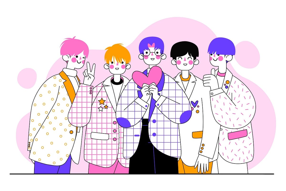 Illustration d'un groupe de K-pop