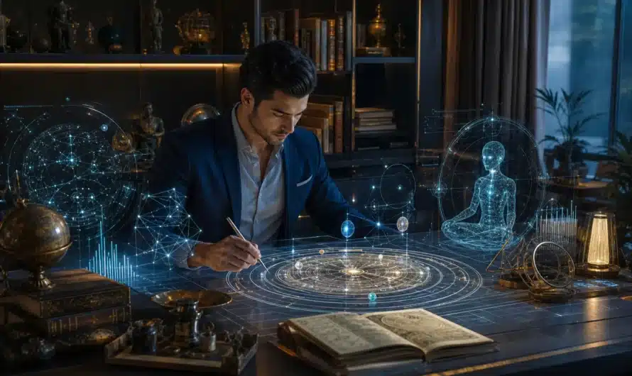 Astres et technologie illustrant thème astral avec intelligence artificielle