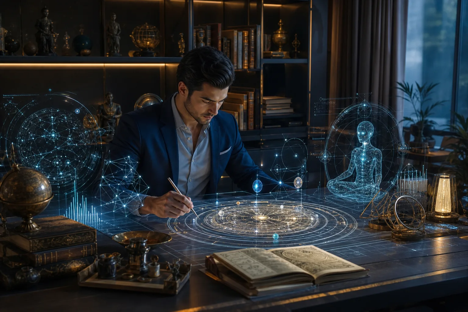Astres et technologie illustrant thème astral avec intelligence artificielle