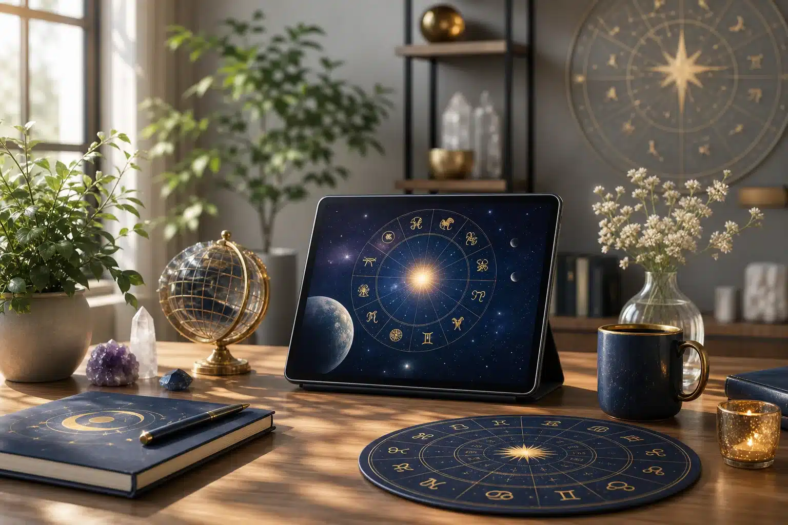 Calendrier hebdomadaire avec symboles astrologiques et prévisions