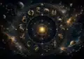Carte astrologique avec signes du zodiaque et dates exactes