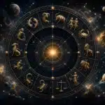 Carte astrologique avec signes du zodiaque et dates exactes