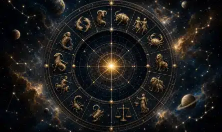 Carte astrologique avec signes du zodiaque et dates exactes