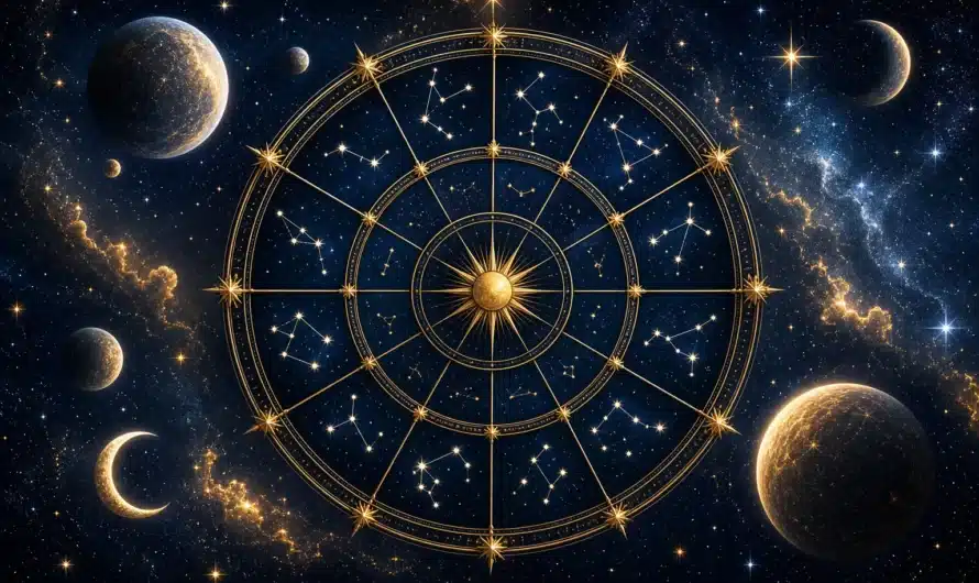 Carte du zodiaque avec symboles astrologiques et constellations