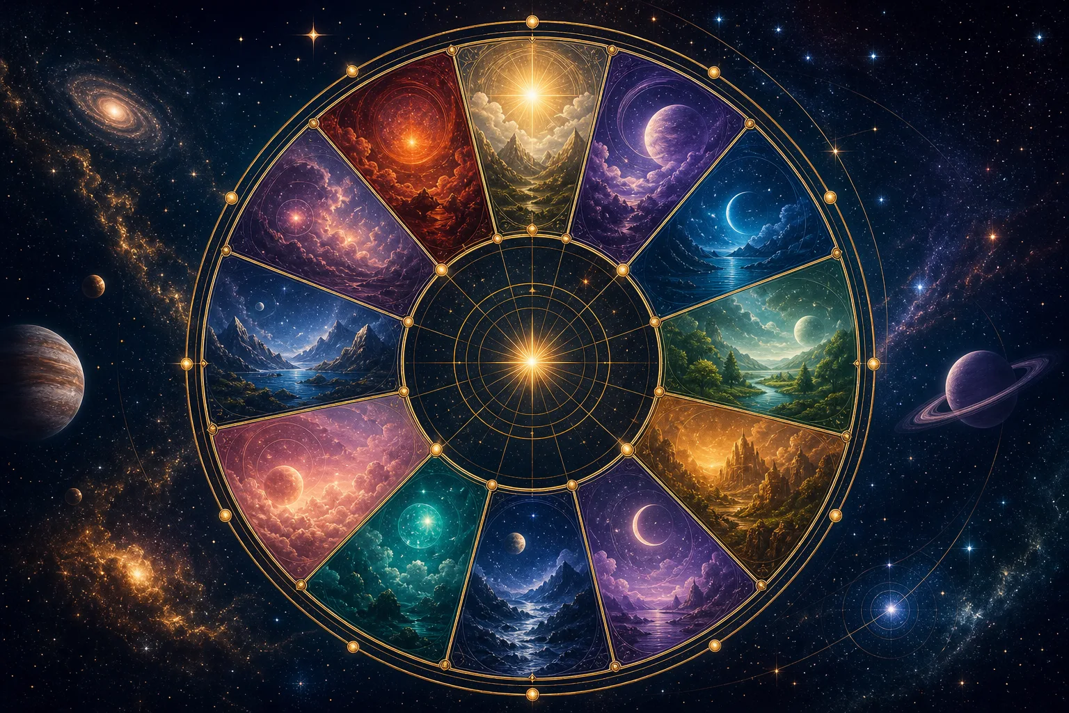 Diagram des 12 maisons astrologiques et leur influence quotidienne
