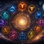 Horoscope du jour avec symboles astrologiques et signes zodiacaux