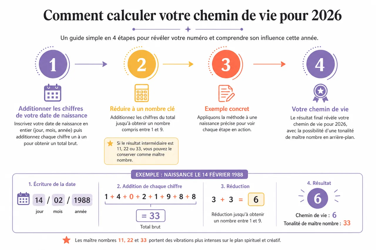 Numérologie 2026: découvrez votre chemin de vie et ses influences cette année , Comment calculer votre chemin de vie pour 2026