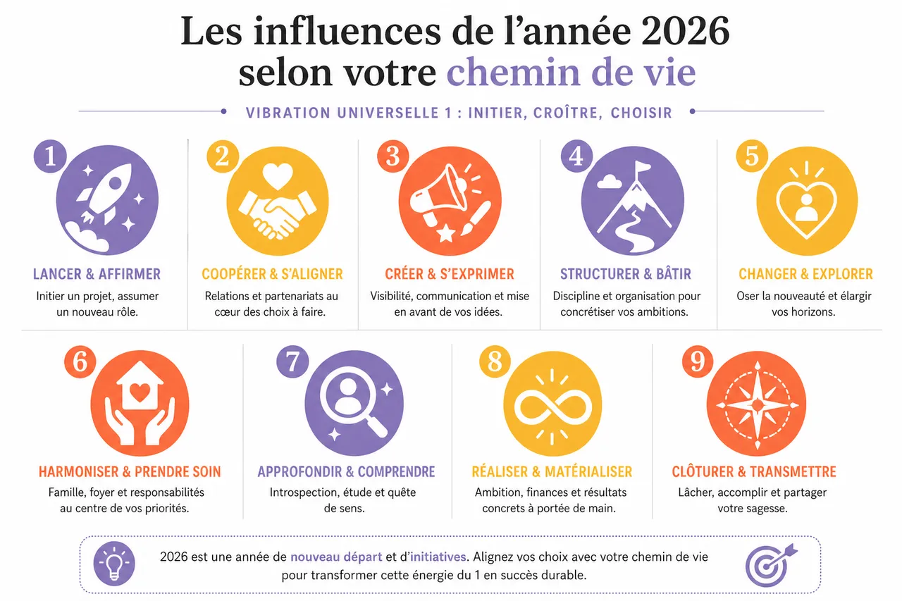 Numérologie 2026: découvrez votre chemin de vie et ses influences cette année , Les influences de l’année 2026 selon votre chemin de vie