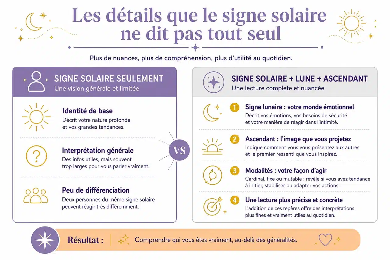 Guide pour débutants: découvrir votre signe astrologique et ses secrets , Les détails que le signe solaire ne dit pas tout seul
