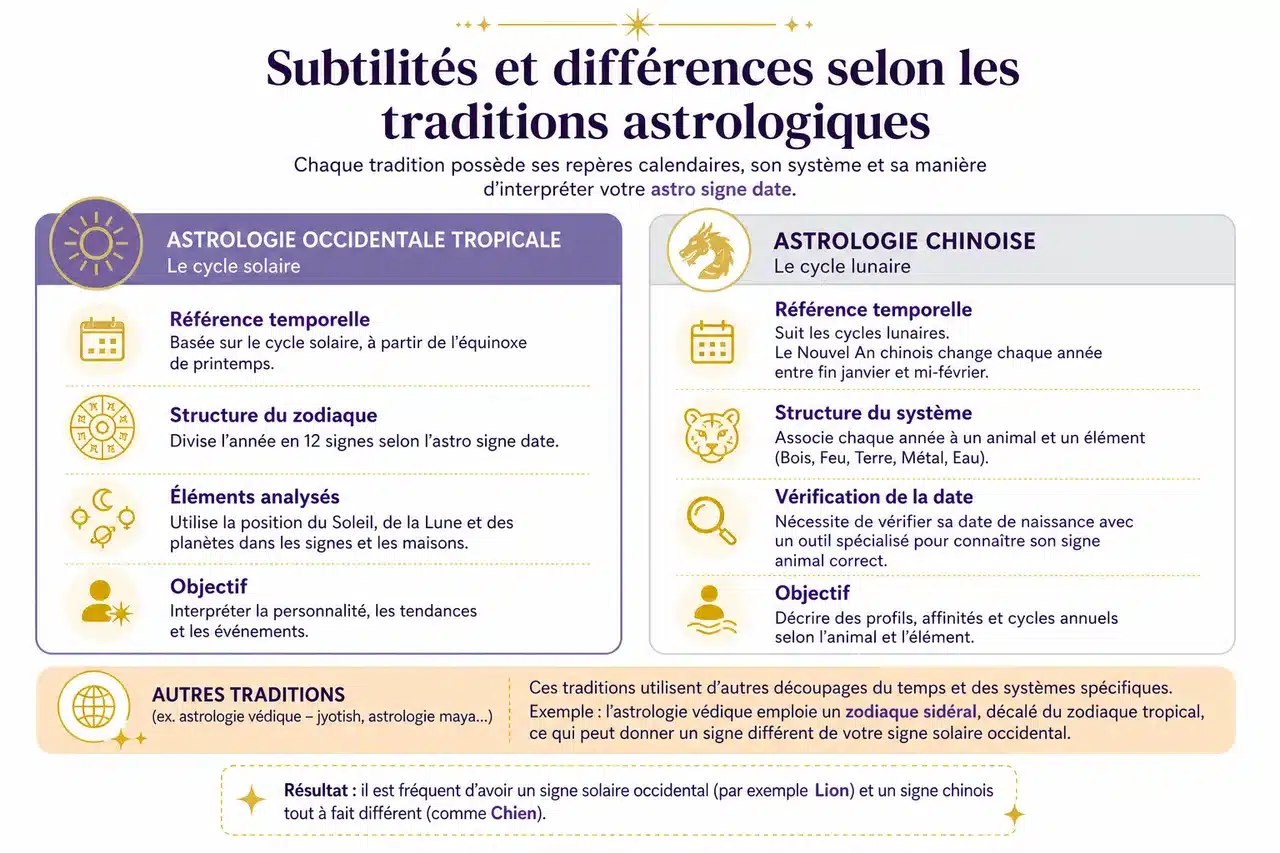 Trouver votre signe astrologique avec votre date de naissance facilement , Subtilités et différences selon les traditions astrologiques