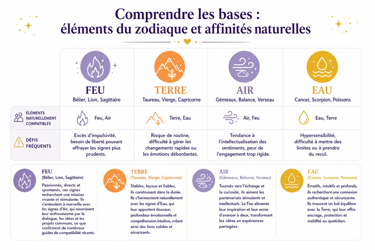 Compatibilité amoureuse: quels signes s'harmonisent vraiment? , Comprendre les bases: éléments du zodiaque et affinités naturelles