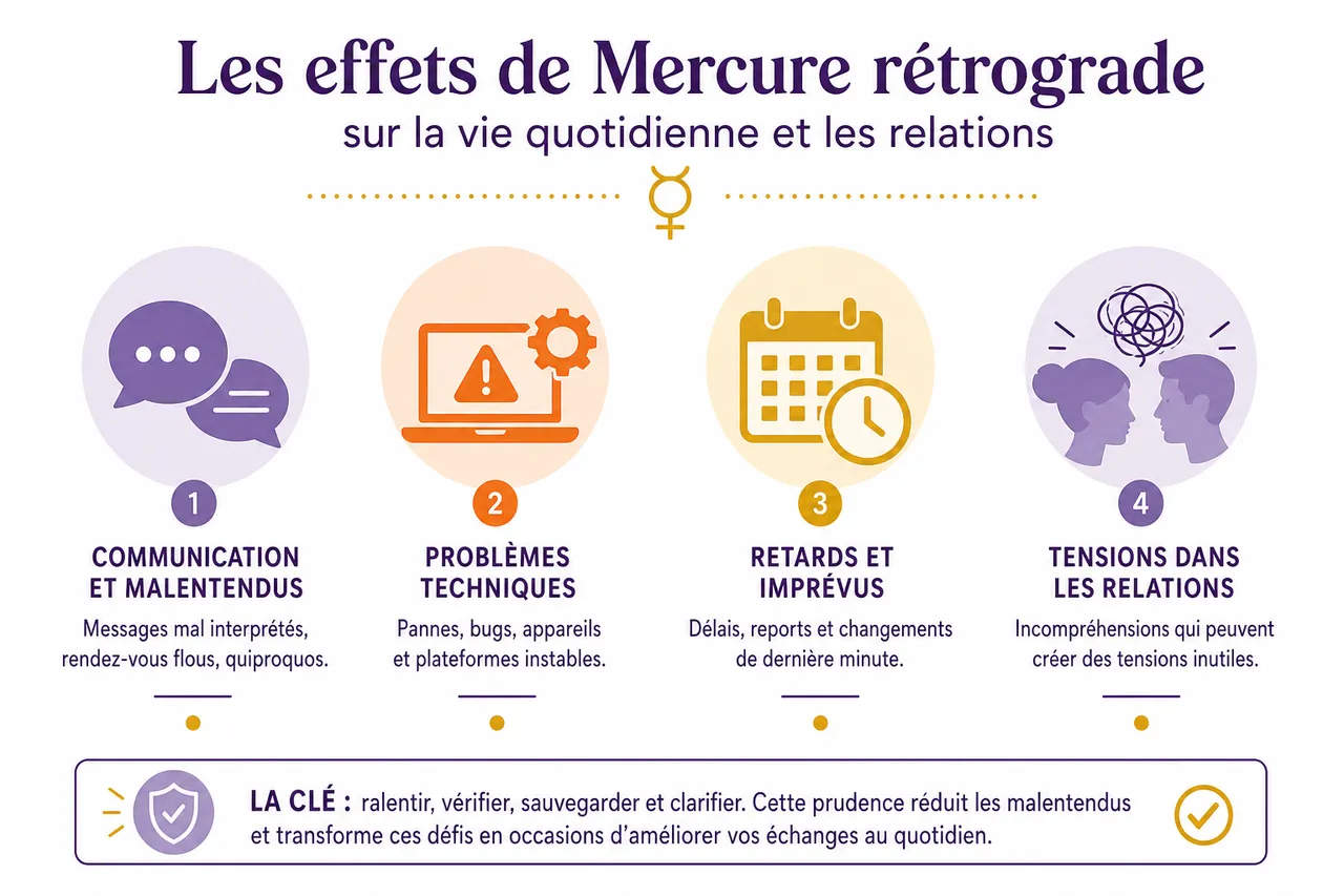 Rétrogradation de Mercure: ce qu’elle signifie pour votre vie quotidienne , Les effets de Mercure rétrograde sur la vie quotidienne et les relations