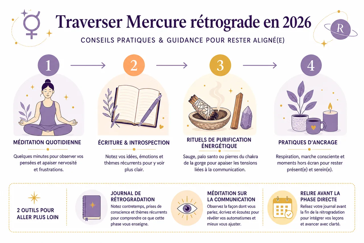 Rétrogradation de Mercure: ce qu’elle signifie pour votre vie quotidienne , Conseils pratiques et guidance pour traverser Mercure rétrograde en 2026