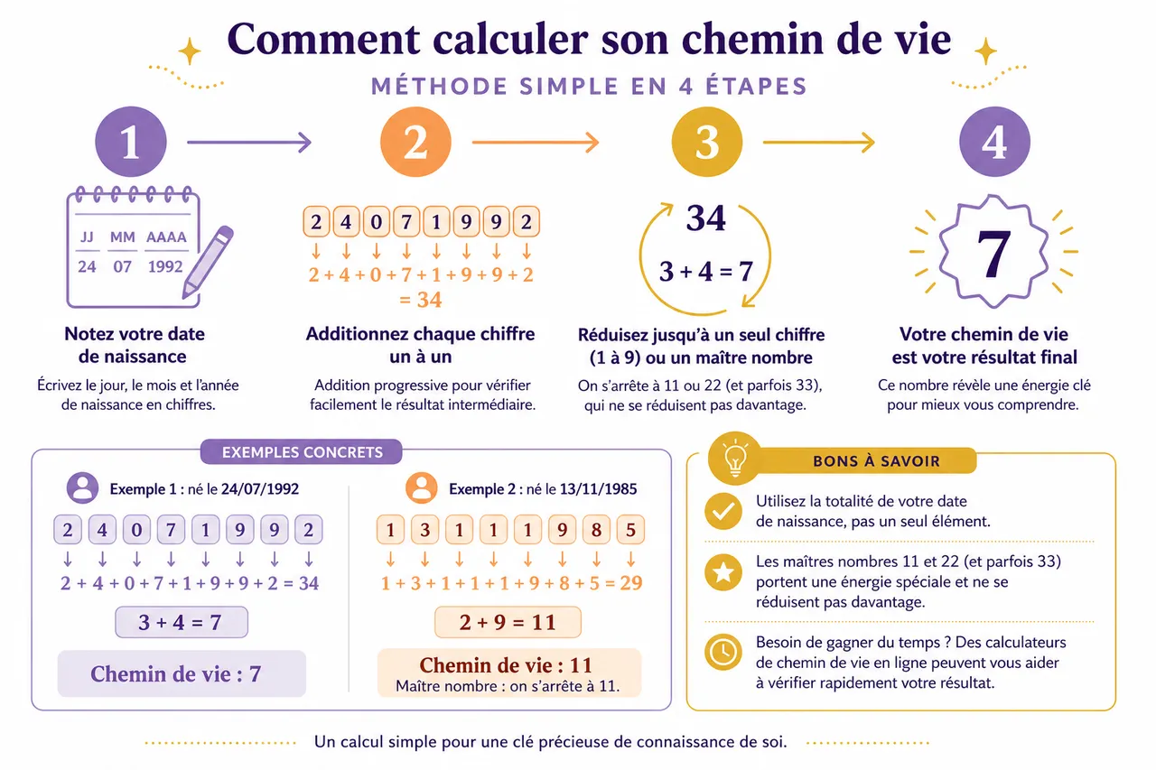 Numérologie: découvrir votre chemin de vie et l’interpréter facilement , Comment calculer son chemin de vie: méthode simple et exemples