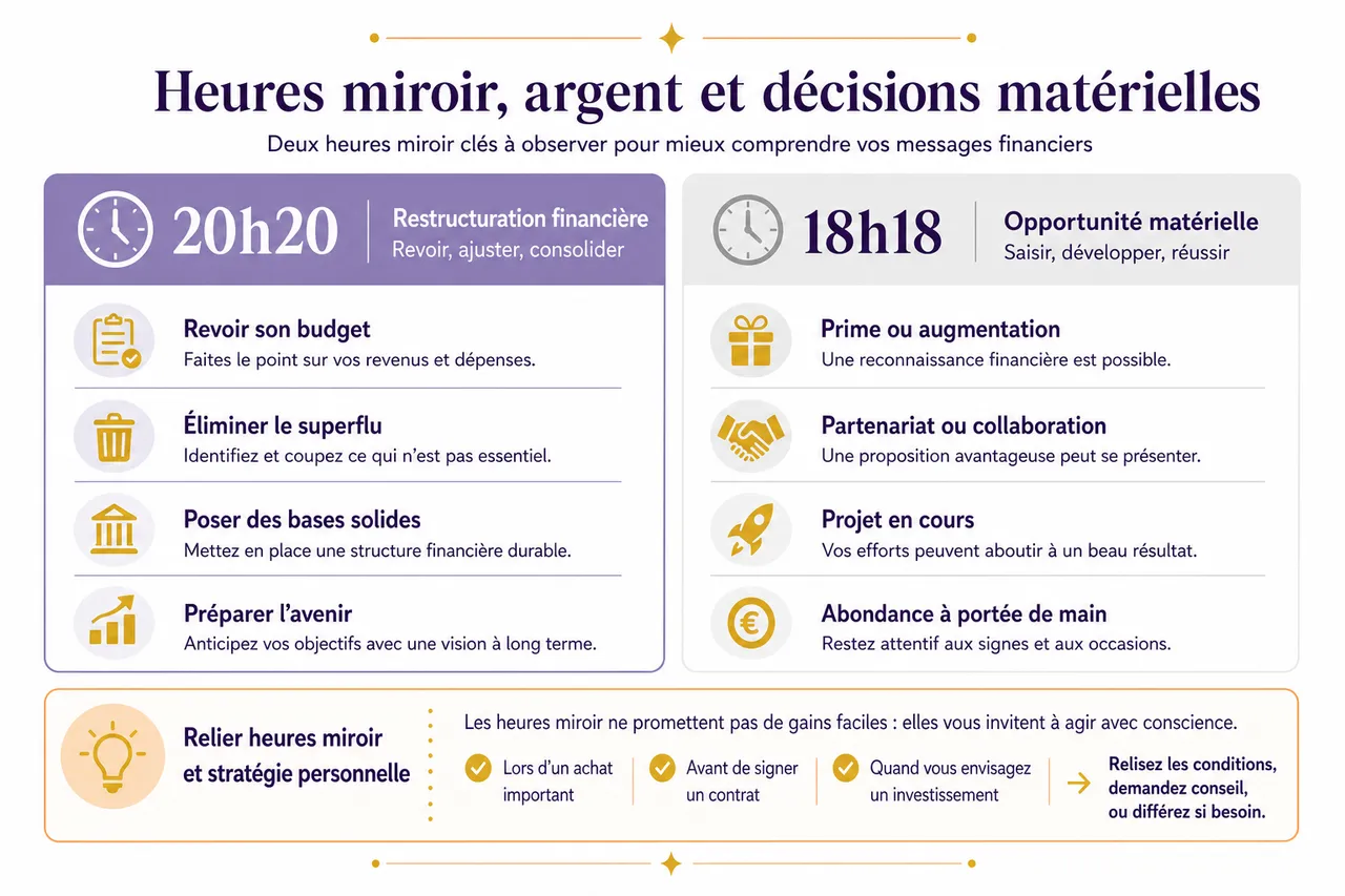 Heures miroir: interpréter leurs messages dans amour, travail et argent , Heures miroir, argent et décisions matérielles