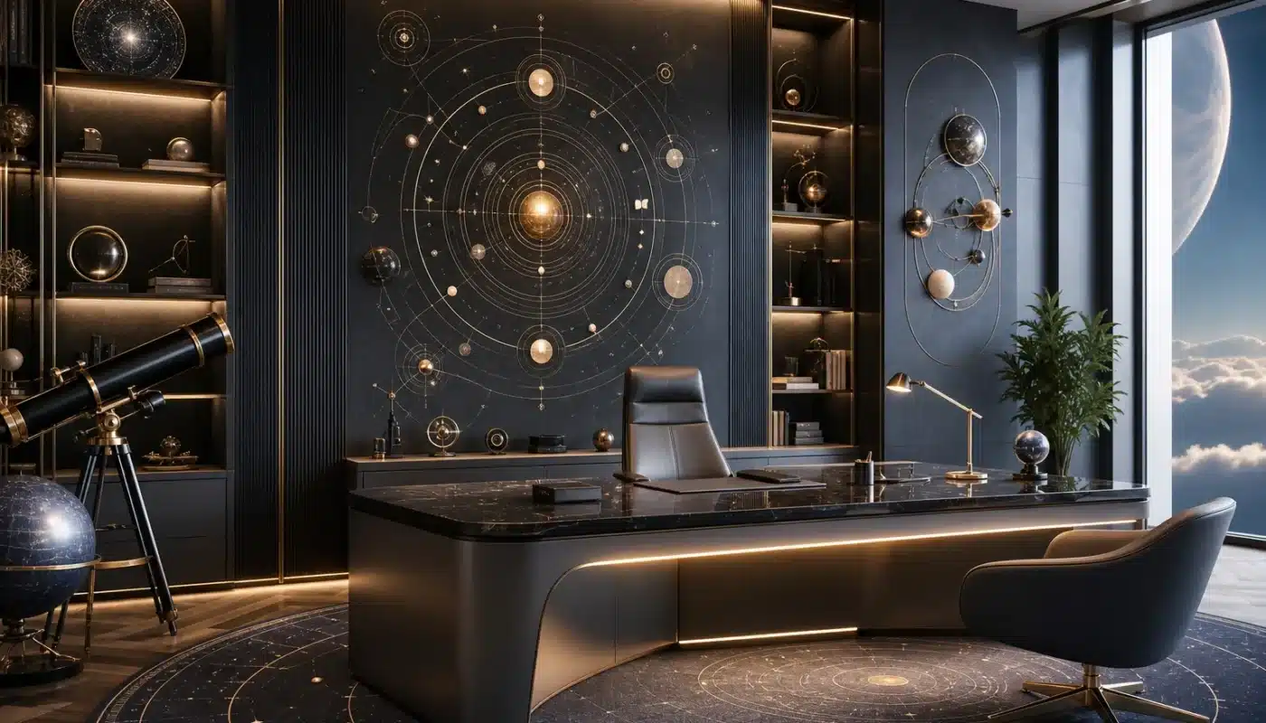 Planète Mercure en rétrogradation avec symboles astrologiques