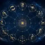 Signes du zodiaque avec symboles astrologiques et énergie mystérieuse