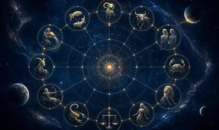 Signes du zodiaque avec symboles astrologiques et énergie mystérieuse