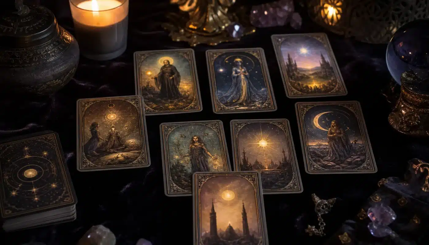 Tarot amour et doutes relationnels avec cartes et symbole