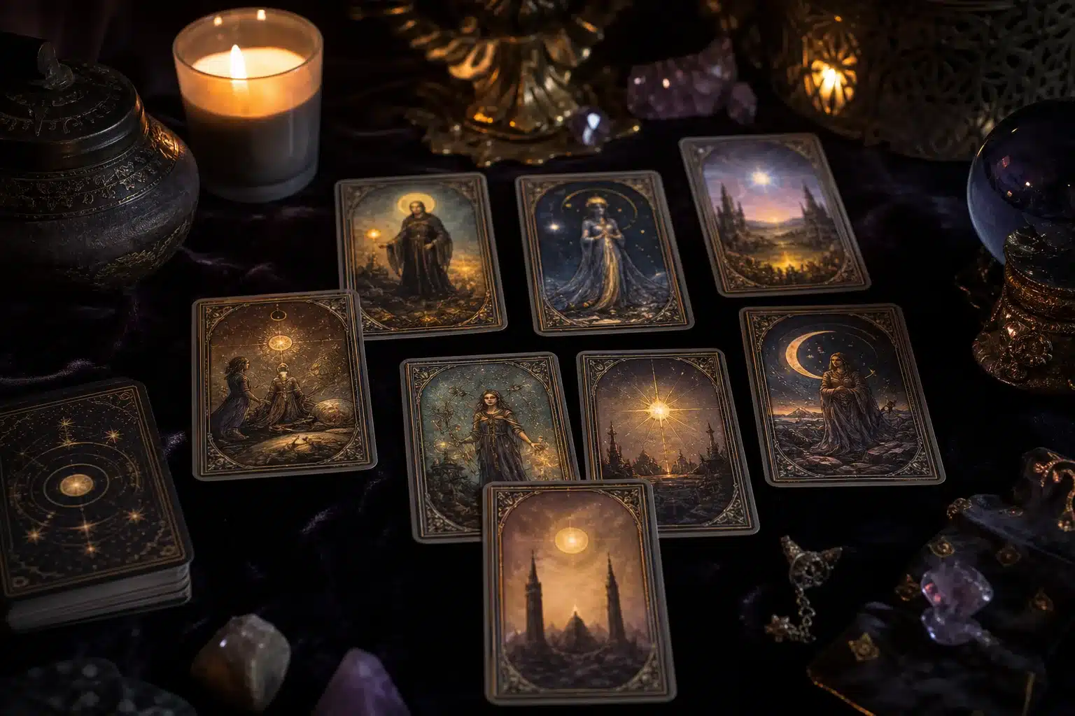 Tarot amour et doutes relationnels avec cartes et symbole