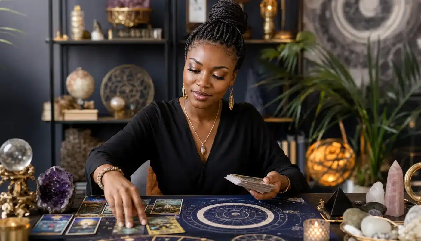Cartes de tarot, symboles astrologiques et voyance professionnelle