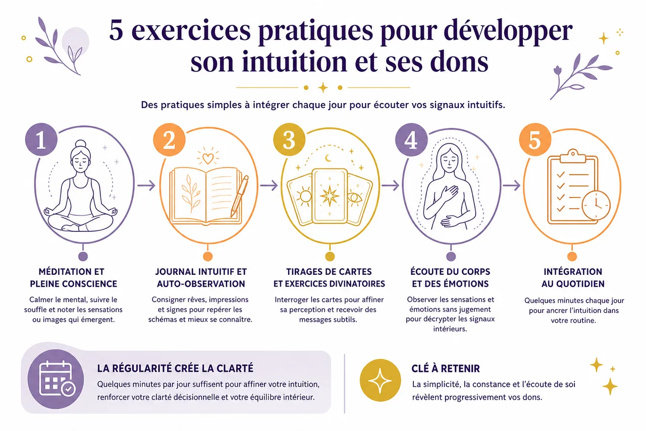 Développer votre intuition et découvrir vos dons de voyance au quotidien , Exercices pratiques pour développer son intuition et ses dons