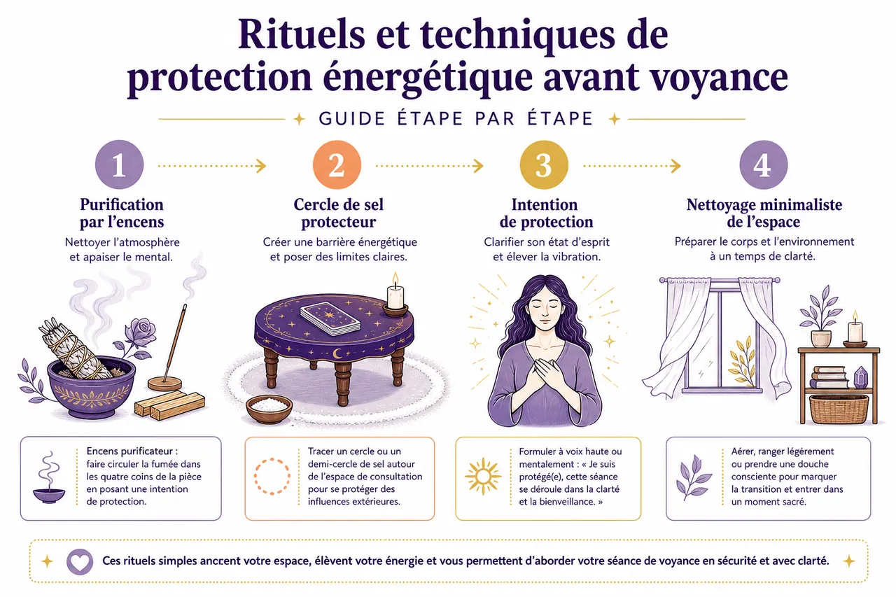Rituels simples pour se protéger énergétiquement avant une séance de voyance , Rituels et techniques de protection énergétique avant voyance: guide étape par étape