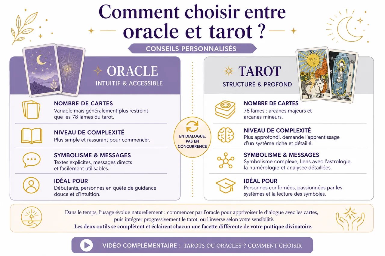 Oracles et tarot: comment choisir les cartes qui vous parlent vraiment , Comment choisir entre oracle et tarot? Conseils personnalisés